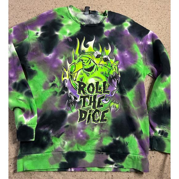 Disney Oogie Boogie Tie Dye Sweatshirt Medium Nightmare Before Christmas - Picture 1 of 4